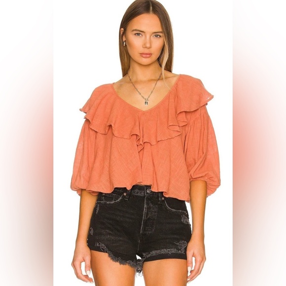 NWT Free People Zuri Blouse in Color Ginger Spice Size XS - Picture 2 of 9